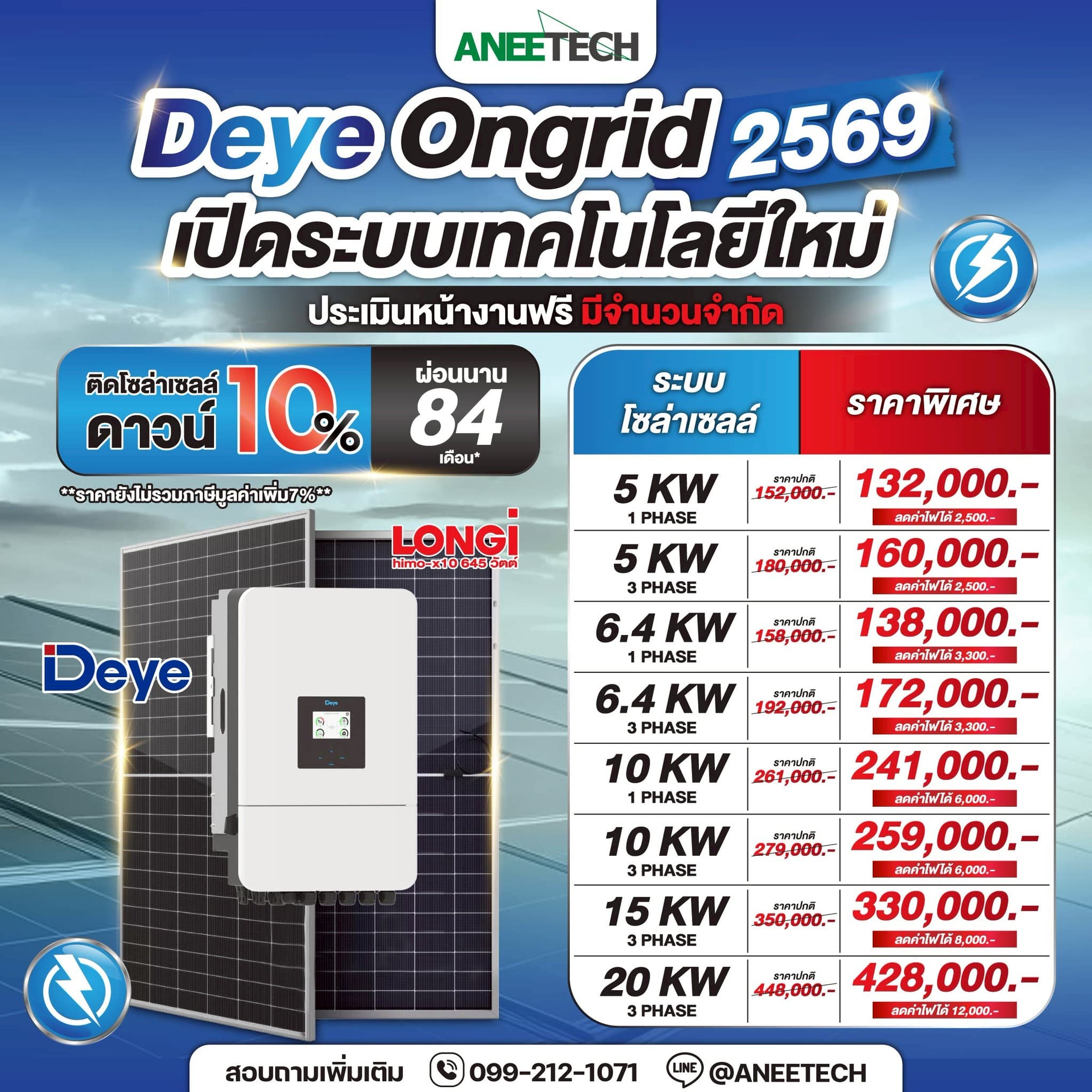 โปรโมชั่นติดตั้งโซล่าเซลล์ Deye Ongrid 2569